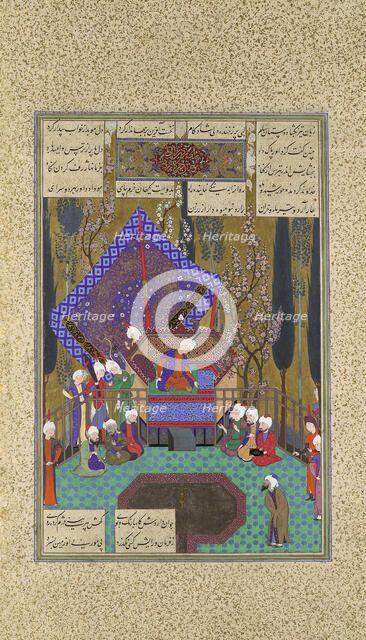 Zal Consults the Magi, Folio 73v from the Shahnama (Book of Kings)..., ca.1530-35. Creators: Sultan Muhammad , 'Abd al-'Aziz.