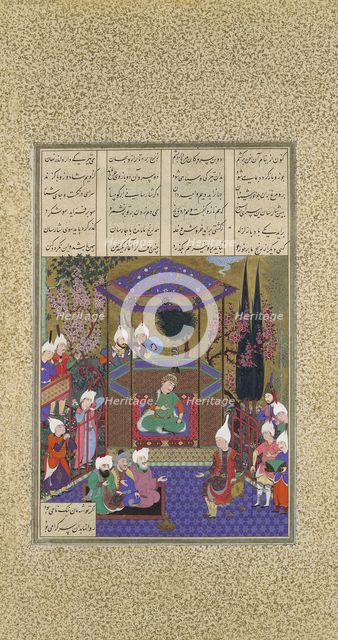 Zal Expounds the Mysteries of the Magi, Folio 87v from the Shahnama (Book of Kings)..., c1525. Creator: 'Abd al-'Aziz.