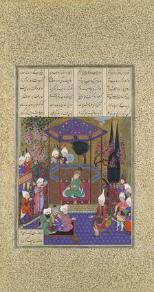 Zal Expounds the Mysteries of the Magi, Folio 87v from the Shahnama (Book of Kings)..., c1525. Creator: Abd al-'Aziz