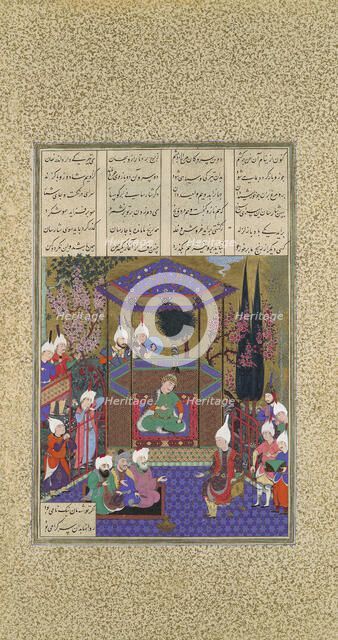 Zal Expounds the Mysteries of the Magi, Folio 87v from the Shahnama (Book of Kings)..., c1525. Creator: 'Abd al-'Aziz.