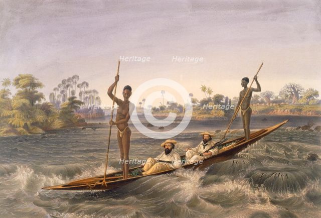Zanjueelah, the boatman of the rapids, pub. 1865. Creator: Thomas Baines (1820-75).