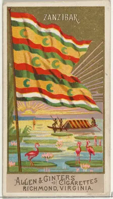 Zanzibar, from Flags of All Nations, Series 2 (N10) for Allen & Ginter Cigarettes Brands, ..., 1890. Creator: Allen & Ginter