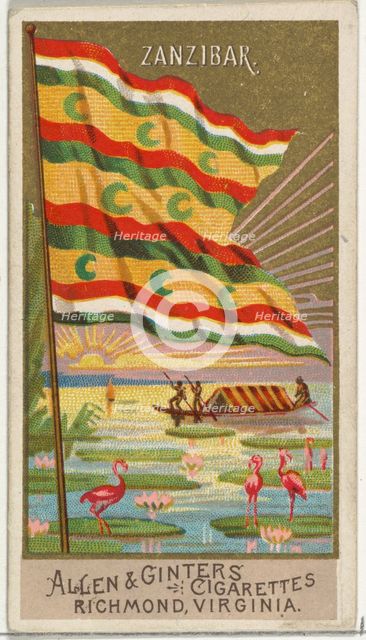 Zanzibar, from Flags of All Nations, Series 2 (N10) for Allen & Ginter Cigarettes Brands, ..., 1890. Creator: Allen & Ginter.