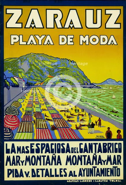 Zarauz. Playa de Moda, c1929. Creator: Nikol (Nicolás Múgica) (1887-1948).