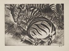 Zebras , pub. 1930. Creator: Laura Knight (1877 - 1970)