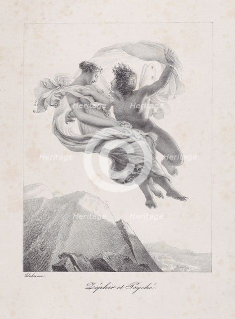 Zephyr and Psyche (Zépir et Psyché), 1820-23. Creator: Pierre Claude François Delorme.