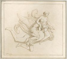 Zephyrus carrying Psyche's sisters, 1840s. Creator: John Gibson