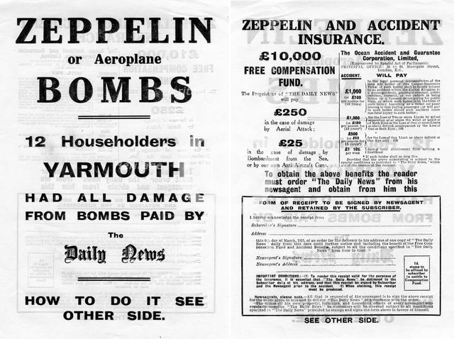 Zeppelin and accident insurance advertisement, 1910. Artist: Unknown