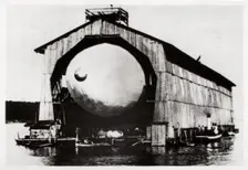 Zeppelin LZ1 in a floating hanger at Manzell, Friedrichshafen, Germany, 1900, (1933)