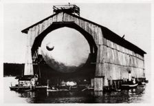 Zeppelin LZ1 in a floating hanger at Manzell, Friedrichshafen, Germany, 1900, (1933)