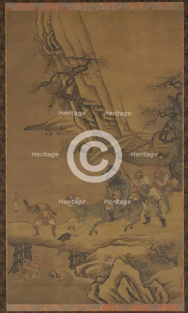Zhong Kui and Demons Crossing a Bridge, 15h century. Creator: Dai Jin.