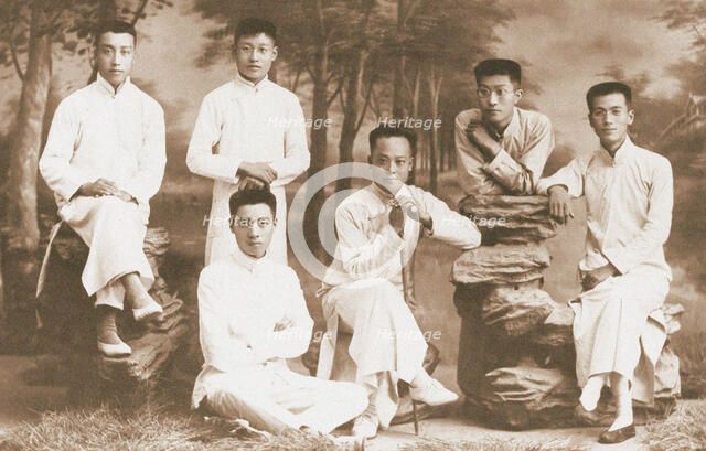 Zhou Enlai as student of Nankai school, with his teachers and friends , 1916. Creator: Anonymous.