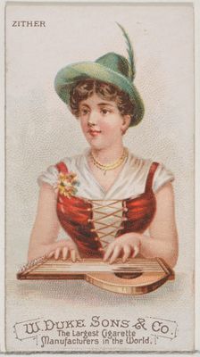 Zither, from the Musical Instruments series (N82) for Duke brand cigarettes, 1888., 1888. Creator: Schumacher & Ettlinger