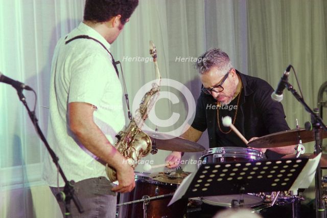 Ziv Ravitz and Greg Ward, Linda May Han Oh Quartet, Watermill Jazz Club, Dorking, 26 Oct 2021. Creator: Brian O'Connor.