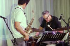 Ziv Ravitz and Greg Ward, Linda May Han Oh Quartet, Watermill Jazz Club, Dorking, 26 Oct 2021. Creator: Brian O'Connor