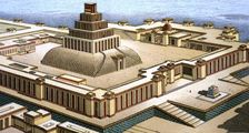 Ziggurat, Assyrian temple, reproduction in a drawing by Chipiez