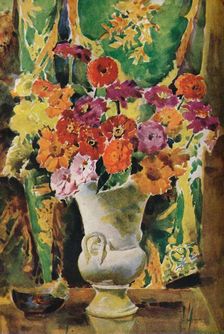 Zinnias c19th century. Artist: Francis Edward James