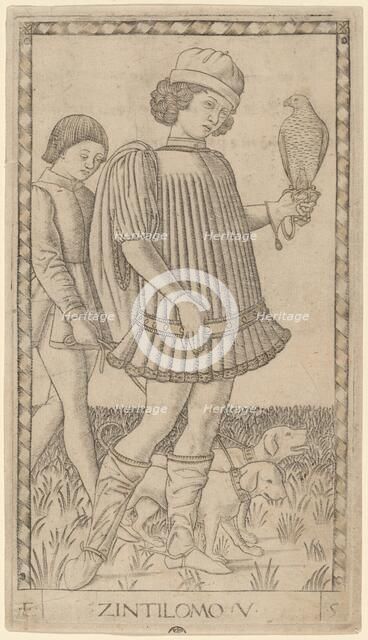 Zintilomo (Gentleman), c. 1465. Creator: Master of the E-Series Tarocchi.