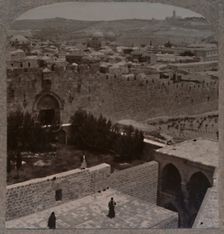 Zion Gate. The Mount of Olives and Mount Scopus in the distance c1900