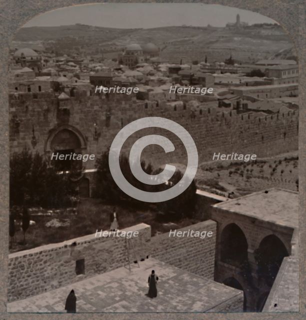 'Zion Gate. The Mount of Olives and Mount Scopus in the distance', c1900. Artist: Unknown.