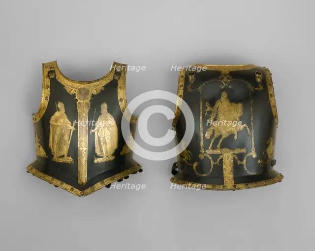 Zischägge (Helmet) and Cuirass of Emperor Ferdinand II, Southern Germany, c. 1620. Creator: Unknown.
