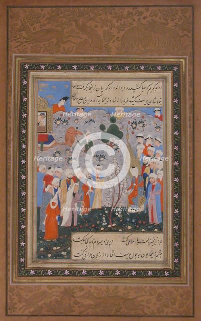 Zulaykha Bidding for Yusuf in the Slave Market in Egypt, Folio from Yusuf..., second half 16th centu Creator: Unknown.