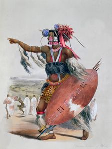 Zulu Warrior, Utimuni, Nephew of Chaka the Late Zulu King 1849. Creator: George French Angas