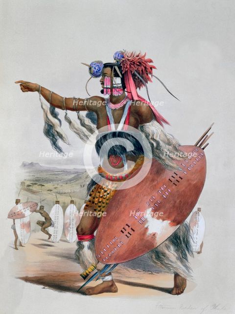 'Zulu Warrior, Utimuni, Nephew of Chaka the Late Zulu King', 1849. Creator: George French Angas.
