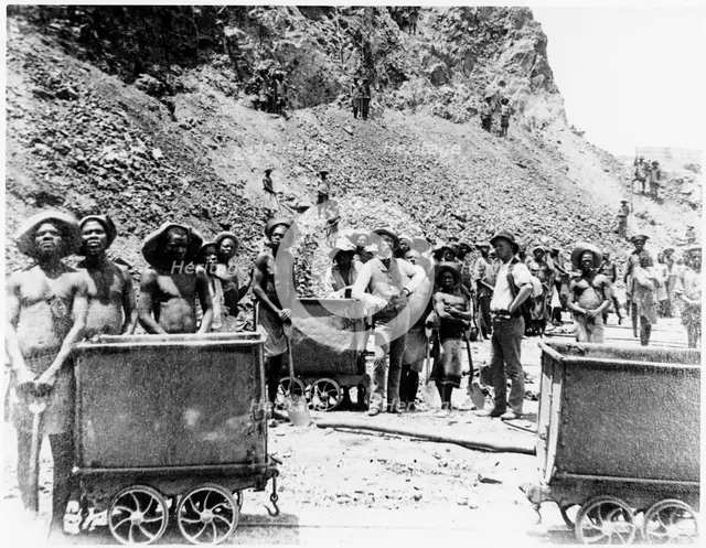 Zulu 'boys' working at De Beers diamond mines, Kimberley, South Africa, c1885.  Artist: Anon