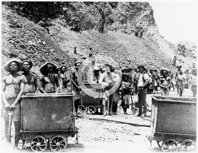 Zulu 'boys' working at De Beers diamond mines, Kimberley, South Africa, c1885.  Artist: Anon