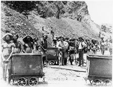 Zulu boys working at De Beers diamond mines, Kimberley, South Africa, c1885. Artist: Anon