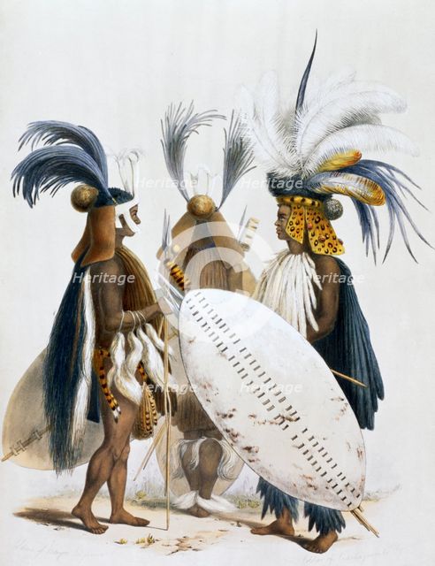 'Zulu Soldiers of King Panda's Army', 1849. Creator: George French Angas.
