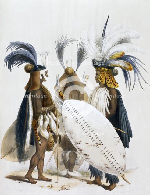 'Zulu Soldiers of King Panda's Army', 1849. Artist: George French Angas