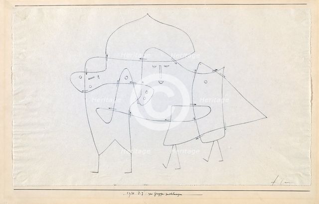 Zur Gruppe geschlungen (Enlacés en un groupe), 1930. Creator: Klee, Paul (1879-1940).