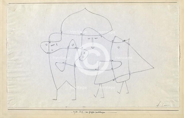 Zur Gruppe geschlungen (Enlacés en un groupe), 1930. Creator: Klee, Paul (1879-1940).