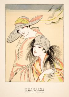 Zwei Neue Hute by Regina Friedlander, from Styl, pub. 1922 (pochoir Print)